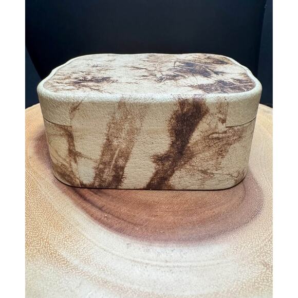 Vintage Latvian Handmade Leather Marbled Jewelry Box - Picture 8 of 10